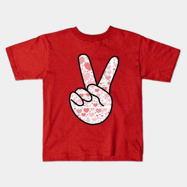 V Sign Hearts Kids T-Shirt by DiegoCarvalho